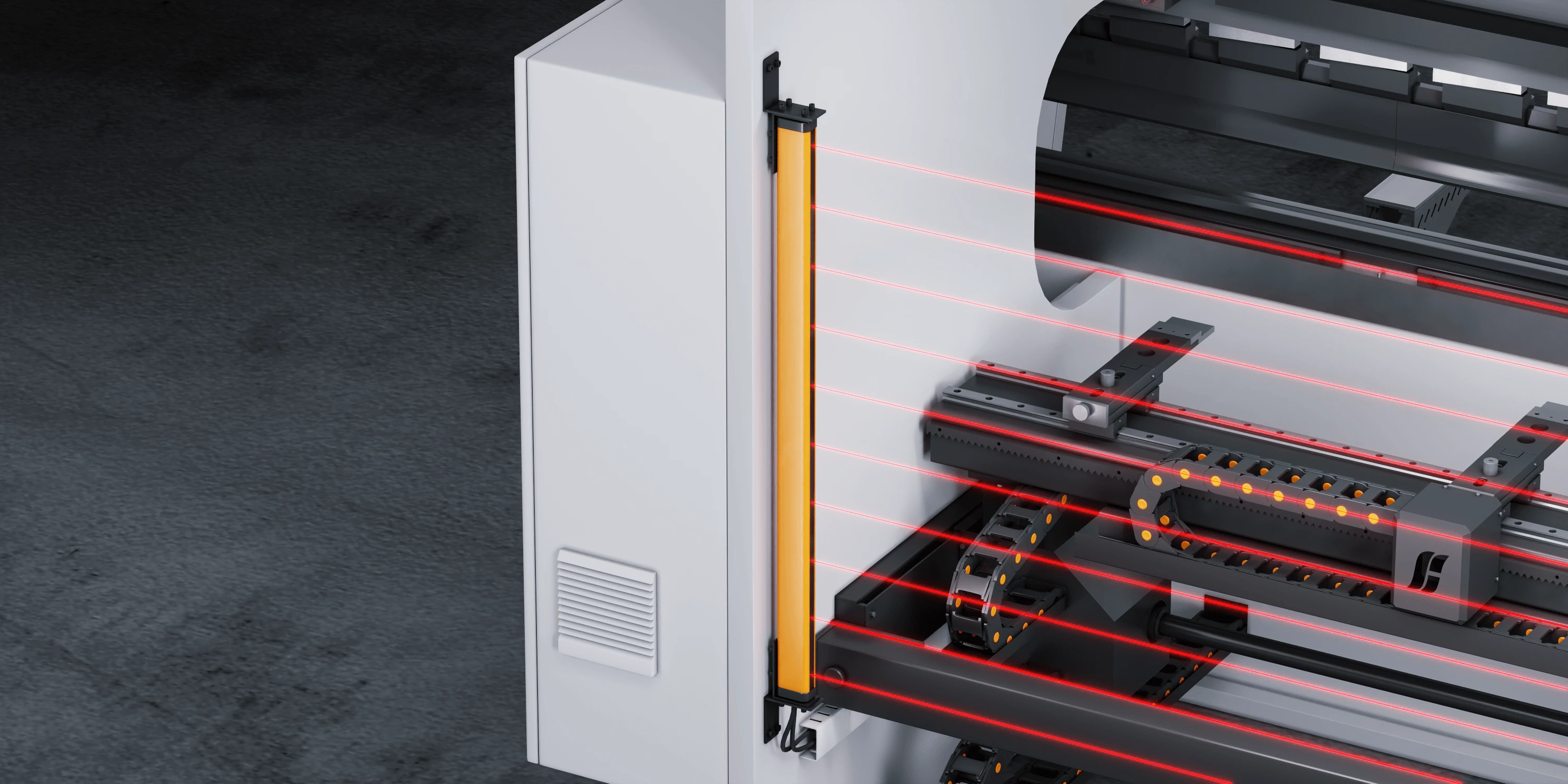 Light curtain safety system installed on press brake